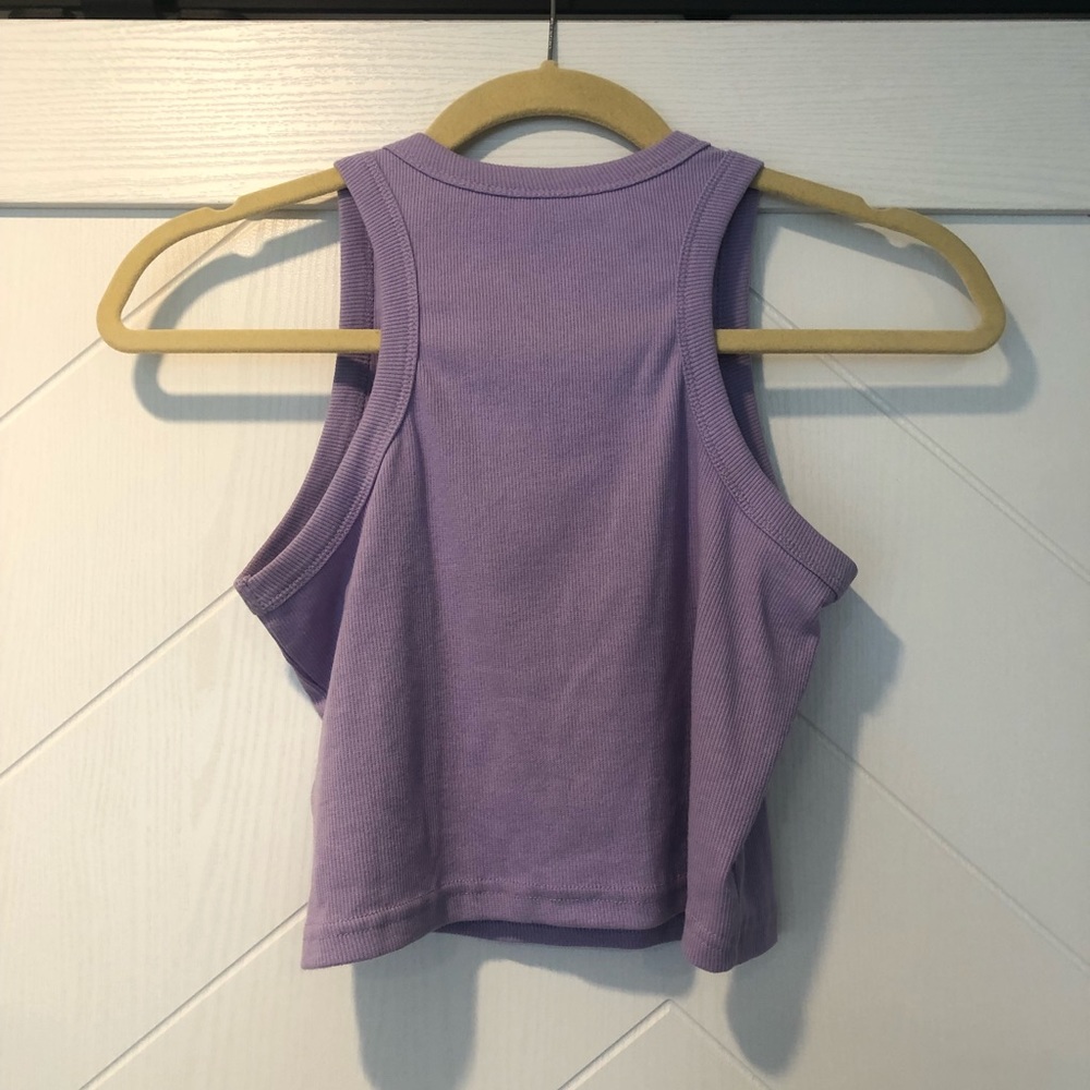 Purple Ribbed Crop Top - Picture 4 of 4